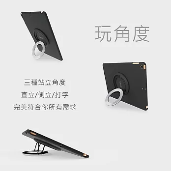 【Rolling-ave.】RA iCircle iPad 9.7吋 保護殼支撐架 - 透明殼黑環