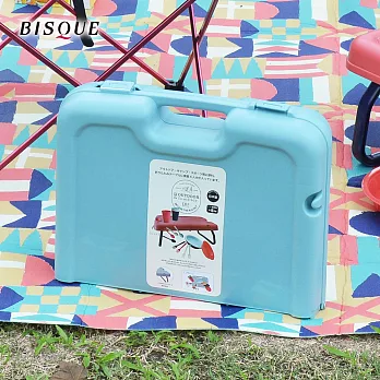 【日本BISQUE】野餐露營餐具摺疊桌組-藍