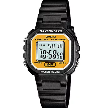 CASIO 卡西歐 LA-20WH 小巧方形多色選擇液晶顯示電子錶 - 黑黃 9A