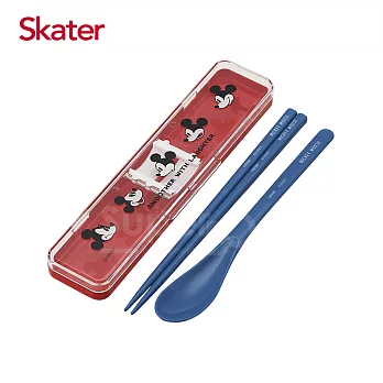 日本 Skater 湯匙筷子組(附盒)-米奇透明蓋