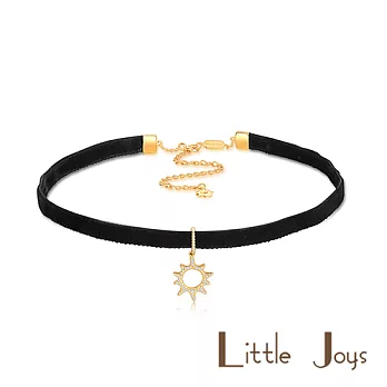 【 Little Joys 】Black Velvet Sun Zircon Necklace 黑絲絨小太陽鋯石頸鍊 925銀鍍金