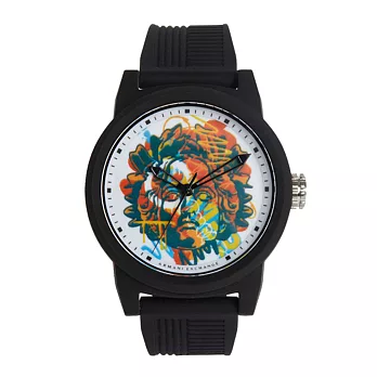 AX STREET ART系列ALEX LEHOURS潮流復古塗鴉設計手錶-黑-AX1447