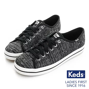 【Keds】KICKSTART金屬紗線綁帶休閒鞋US7黑/銀