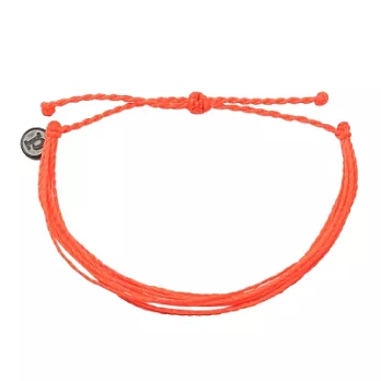 Pura Vida 美國手工 螢光色系橘色基本繽紛款臘線可調式防水手鍊 衝浪手繩