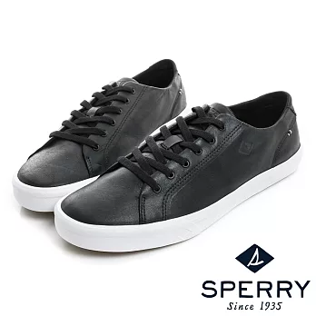 SPERRY Striper 全新進化吸震減壓皮革6孔休閒鞋(男)-黑US8.5黑色