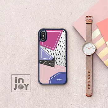 INJOYmall for iPhone X 全透明幾何異想世界 耐撞擊邊框手機殼 藍邊款