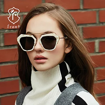 【Front 太陽眼鏡】Levels-s-Gd02金框灰鏡#獨特時尚大框太陽眼鏡/墨鏡