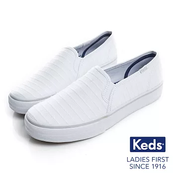 【Keds】DOUBLE DECKER 條紋交織休閒便鞋US6.5白色