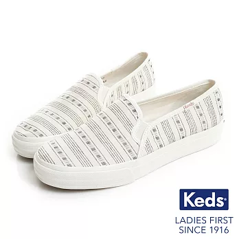 【Keds】DOUBLE DECKER 復古風條紋休閒便鞋US6.5奶油白