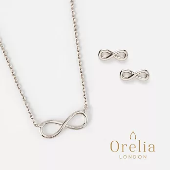 【Orelia】London 英國倫敦 INFINITY EARRING AND NECKLACE SET – SILVER經典無限符號銀色項鍊耳環套組