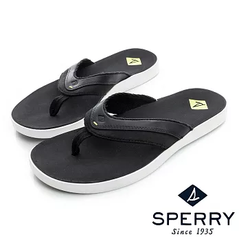 SPERRY 休閒度假風牛皮夾腳拖人字拖鞋(男)-黑US8黑色