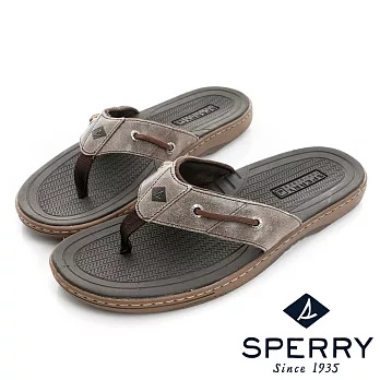 SPERRY 隨興自在牛皮夾腳拖人字拖鞋(男)-深咖啡US8深咖啡