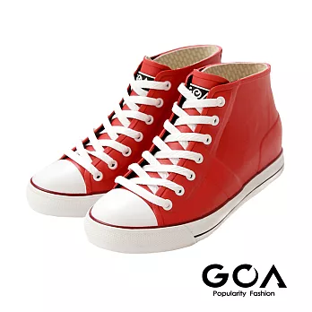 GOA街頭時尚．男款內增高帆布款橡膠雨鞋EU42紅色