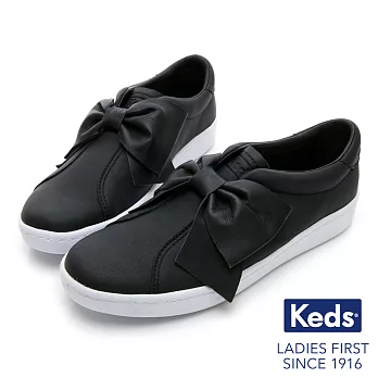 【Keds】皮革蝴蝶結經典休閒鞋US7.5黑色