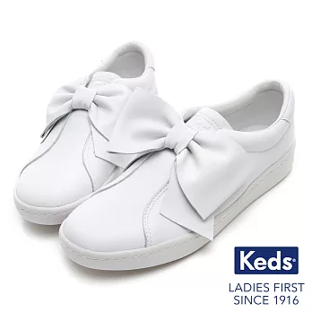 【Keds】皮革蝴蝶結經典休閒鞋US5.5白色