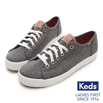 【Keds】KICKSTART 復古風素面綁帶休閒鞋US7深灰