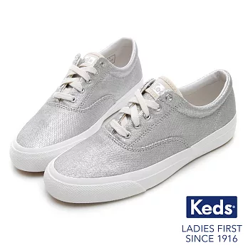 【Keds】ANCHOR 霧面光澤復刻綁帶休閒鞋US6銀色