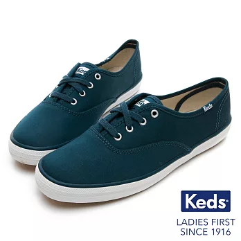 【Keds】CHAMPION 霧面經典綁帶休閒鞋US7深綠