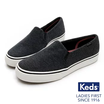 【Keds】DOUBLE DECKER 斜紋布面休閒便鞋US7炭黑