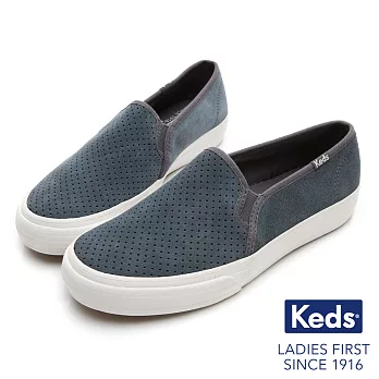 【Keds】麂皮沖孔休閒便鞋-灰藍US6灰藍