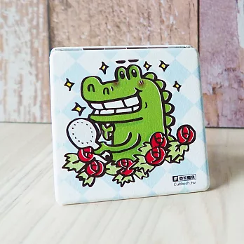 傻笑鱷魚-隨身方鏡-美麗人生