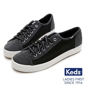 【Keds】KICKSTART 透氣網布拼接綁帶休閒鞋US6.5炭黑