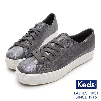 【Keds】TRIPLE KICK 麂皮霧感綁帶厚底休閒鞋US6.5深灰