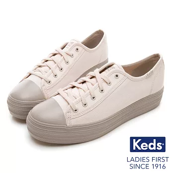 【Keds】TRIPLE KICK 復刻厚底綁帶休閒鞋US6粉紅/灰