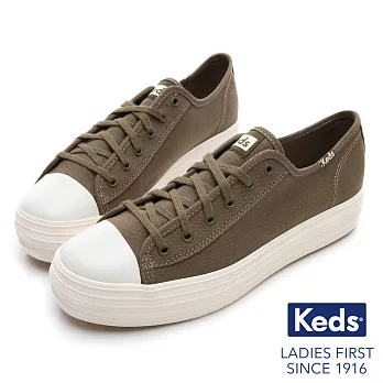 【Keds】TRIPLE KICK 復刻厚底綁帶休閒鞋US6橄欖綠