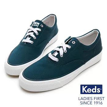 【Keds】ANCHOR 霧面光澤復刻綁帶休閒鞋US7.5深綠