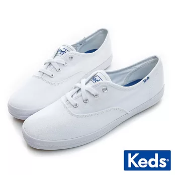 【Keds】品牌經典綁帶休閒鞋US6.5白色