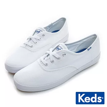 【Keds】品牌經典綁帶休閒鞋US8.5白色