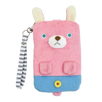 UNIQUE 動物樂園毛絨手機提袋。粉紅兔