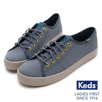 【Keds】KICKSTART 仿舊綁帶休閒鞋US6藍色