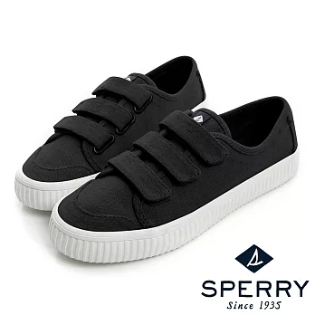 SPERRY 韓版粉彩黏扣帶帆布鞋(女)-黑US7黑色