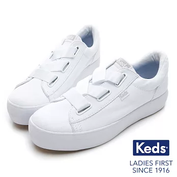 【Keds】TRIPLE CROSS 彈性鞋帶厚底休閒鞋US6.5白色