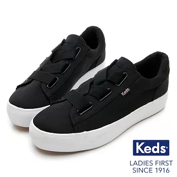 【Keds】TRIPLE CROSS 彈性鞋帶厚底休閒鞋US6黑色