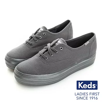 【Keds】閃耀之星厚底綁帶休閒鞋US6灰色