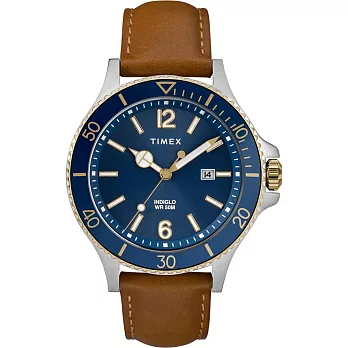 【TIMEX】 天美時 風格系列 經典紳士手錶 (藍/棕色 TXTW2R64500)