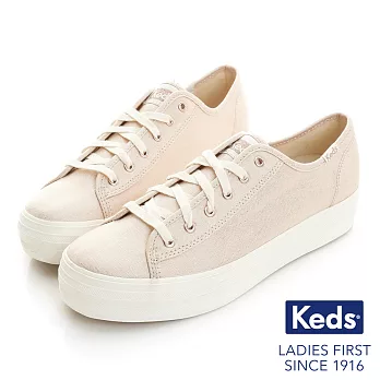 【Keds】TRIPLE KICK 金屬炫色厚底綁帶休閒鞋US6.5玫瑰粉