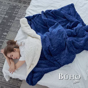 BUHO《自信藍》文青感質純色法蘭絨/羊羔絨雙層暖絨毯(150x200cm)