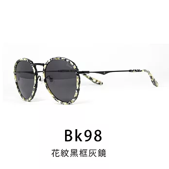【Front 太陽眼鏡】Hey jude-Bk98花紋黑框灰鏡#時尚造型圓框太陽眼鏡/墨鏡