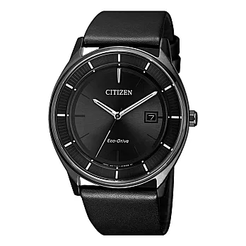 CITIZEN 光動能光輝雅緻騎士腕錶-黑色皮帶-BM7405-19E