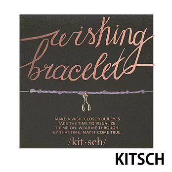 【 KITSCH 】 美國加州時尚品牌 Wishbone Charm Wishing Bracelet 經典人魚骨鍍金許願紫色手鍊