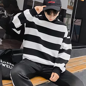 BuyGlasses 雙色條紋高領長袖上衣 DLF0219L黑