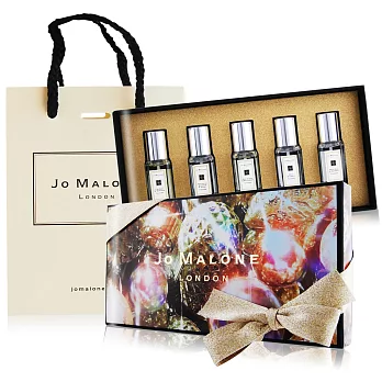 Jo Malone 芳醇香水組合(9MLX5)[鼠尾草+紅醋栗+青檸羅勒葉與柑橘+藍風鈴+杏桃花與蜂蜜]+品牌提袋