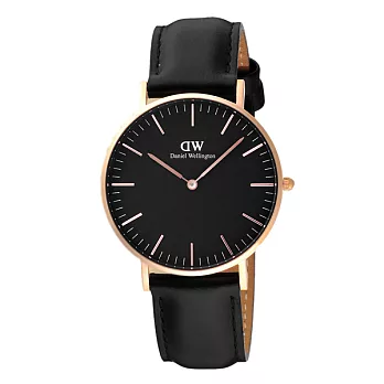 Daniel Wellington城市風典雅皮革錶組-黑-DW00100139COMBO/36mm