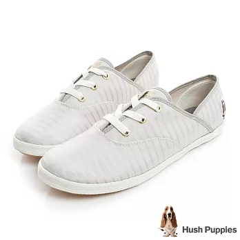 Hush Puppies 低奢緞面咖啡紗帆布鞋US9銀灰