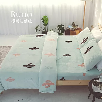 BUHO《薄荷綠洲》極柔暖法蘭絨雙人床包三件組