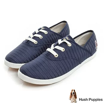 Hush Puppies 低奢緞面咖啡紗帆布鞋US5深藍